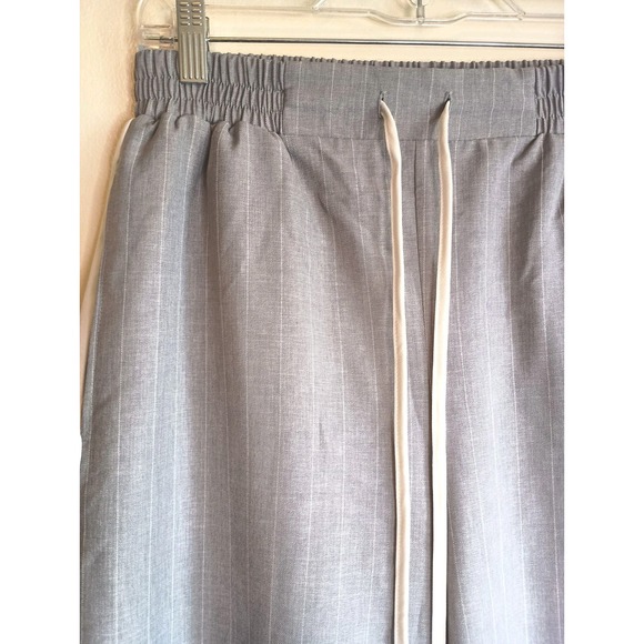 ASOS DESIGN Gray Stripe Pull On Pants Wide Leg Track Trousers Sz 6‎ - Picture 7 of 12